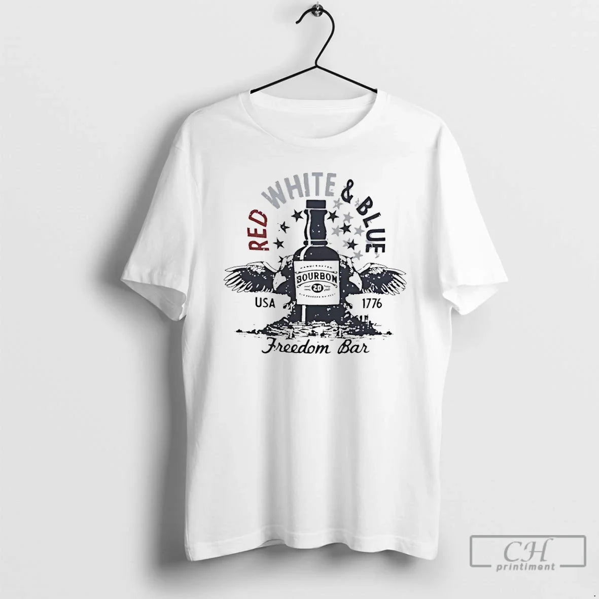 Premium Red White And Blue Usa 1776 Freedom Bar Bourbon Big - T-Shirt, Sweatshirt, Hoodie