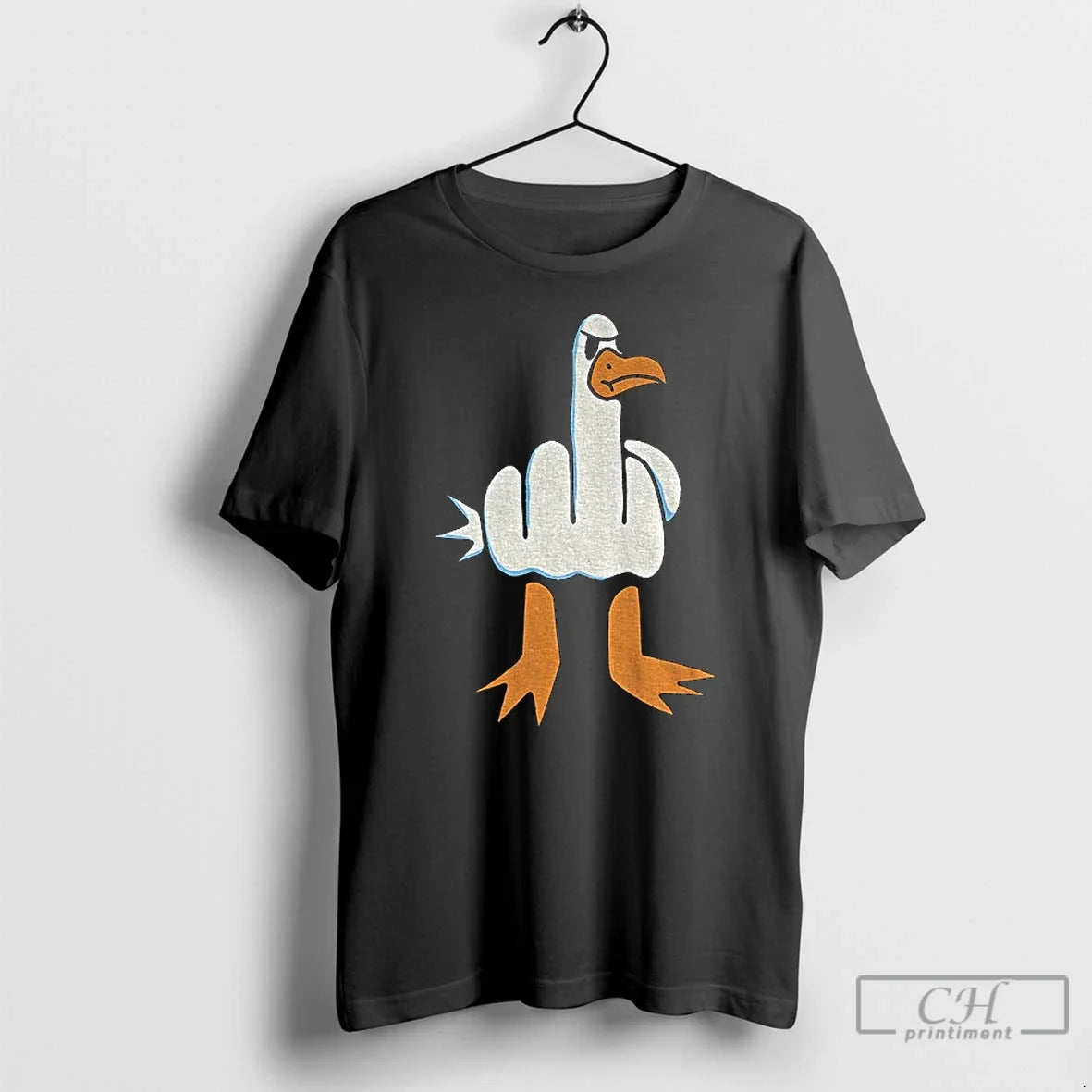 Premium Rude Seagull Middle Finger Meme - T-Shirt, Sweatshirt, Hoodie