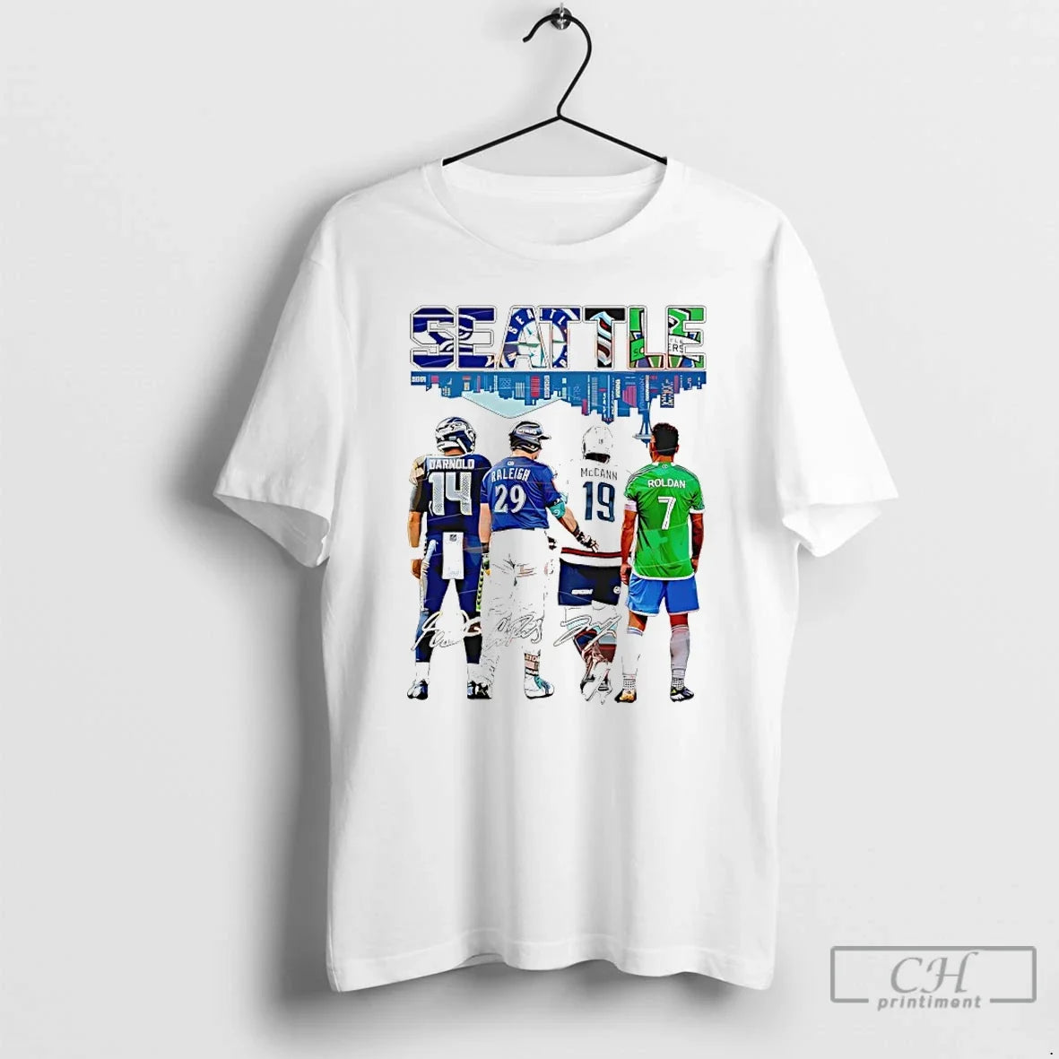 Premium Seattle Legends Sports Mix Roldan City Skyline Signatures - T-Shirt, Sweatshirt, Hoodie