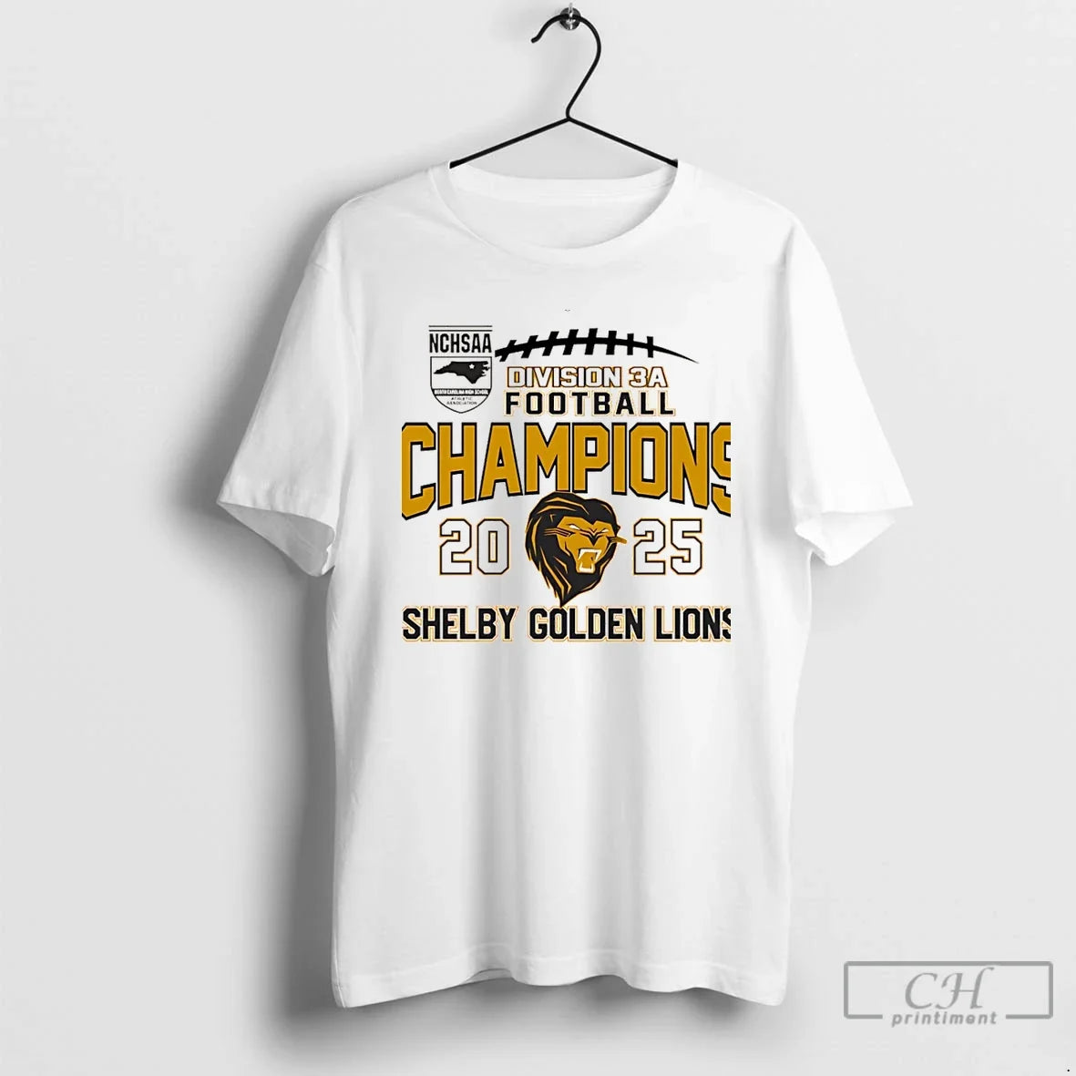 Premium Shelby Golden Lions 2025 Nchsaa Division 3a Football Champions Christmas - T-Shirt, Sweatshirt, Hoodie