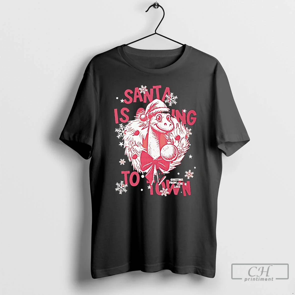 Premium Snake Santa Is Coming To Town 2025 Greetings From Echo Lake T Shirts Sweater - T-Shirt, Sweatshirt, Hoodie