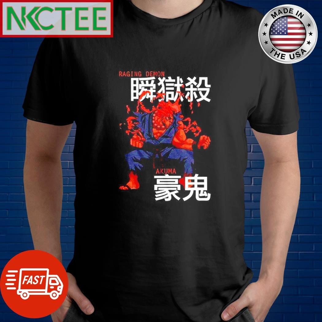 Premium Street Fighter Kanji Gaming Raging Demo Akuma shirt Unisex T-shirt, Sweatshirt, Hoodie, Long Sleeve Tee - T-Shirt, Sweatshirt, Hoodie