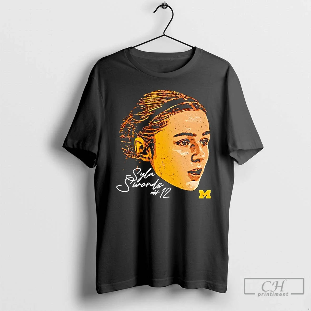 Premium Syla Swords Michigan Basketball Game Face - T-Shirt, Sweatshirt, Hoodie
