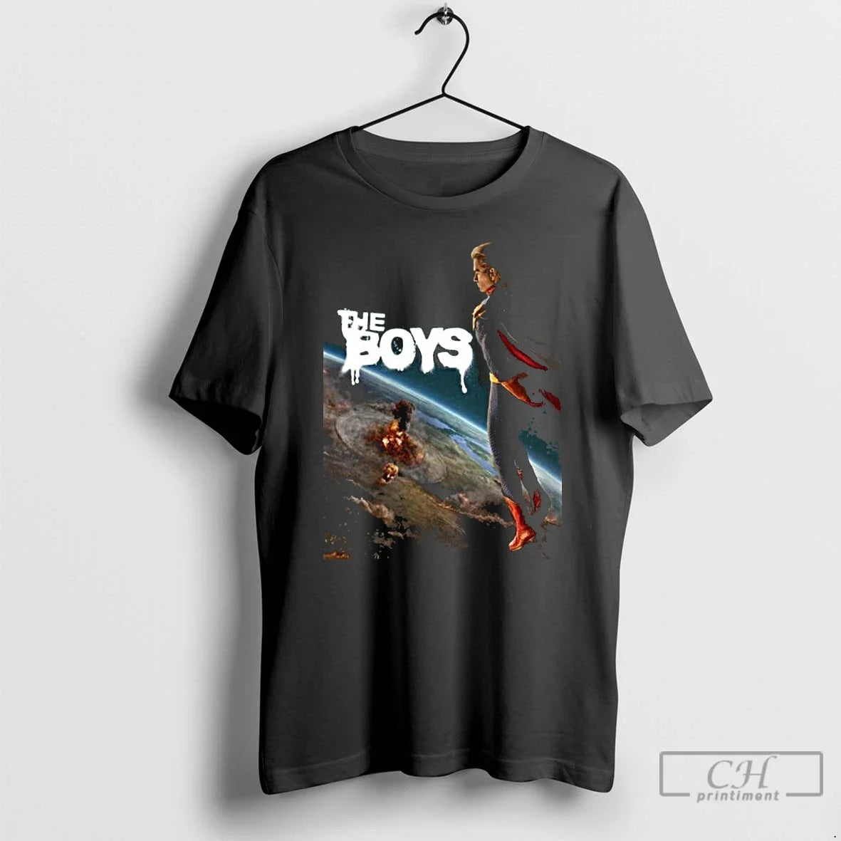 Premium The Boys Season 5 Homelander Watching The World Destroyed Unisex T-shirt, Sweatshirt, Hoodie, Long Sleeve Tee - T-Shirt, Sweatshirt, Hoodie