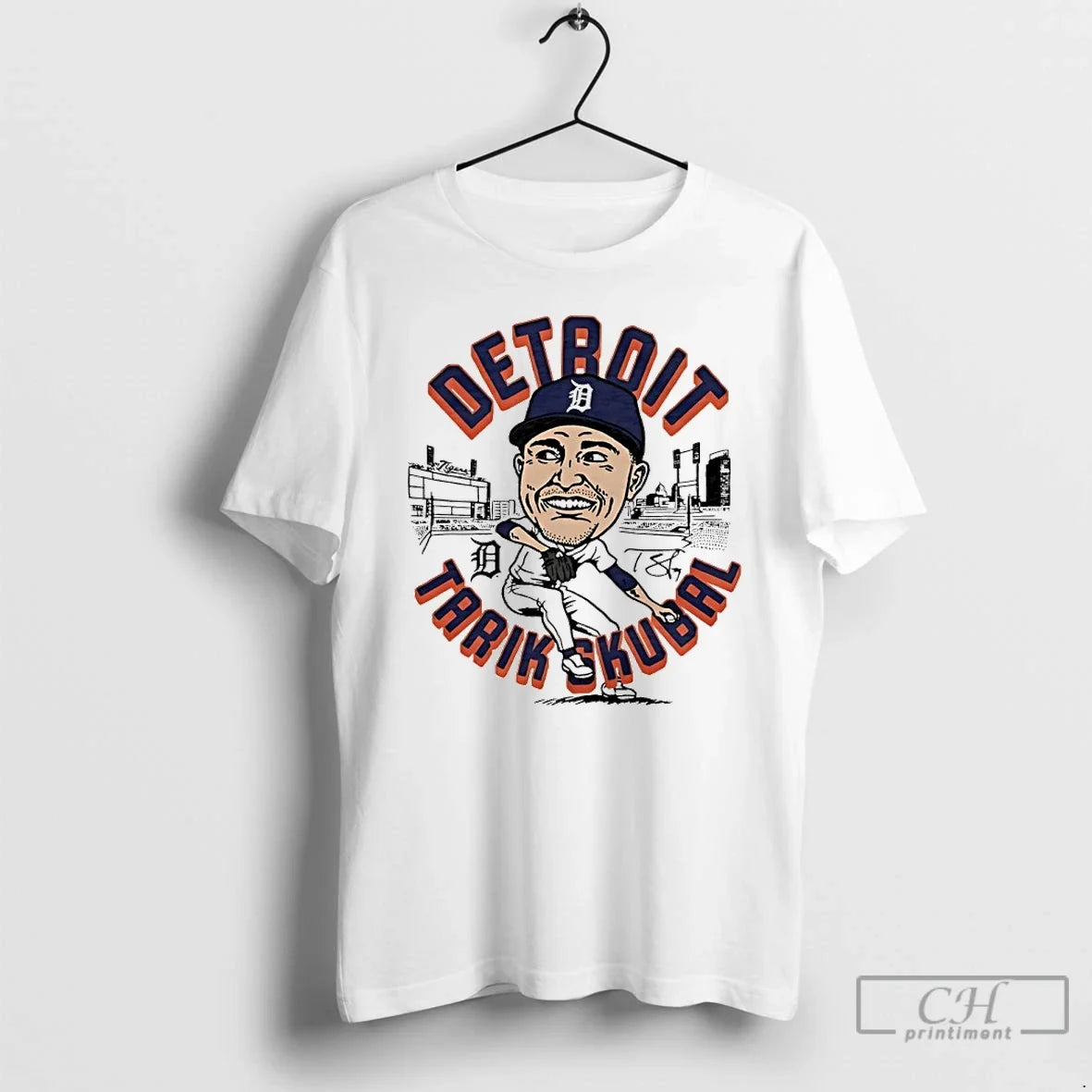 Premium Tigers Tarik Skubal Player Signature Caricature - T-Shirt, Sweatshirt, Hoodie