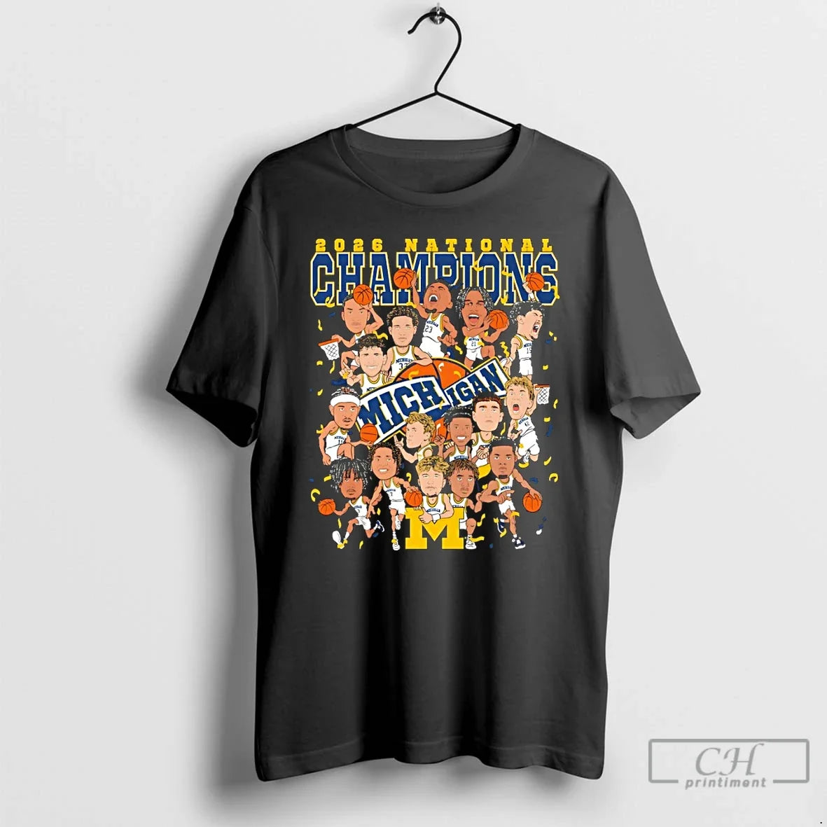 Premium University Of Michigan Wolverines Basketball Cartoon Winner Ncaa Champions Unisex T-shirt, Sweatshirt, Hoodie, Long Sleeve Tee - T-Shirt, Sweatshirt, Hoodie