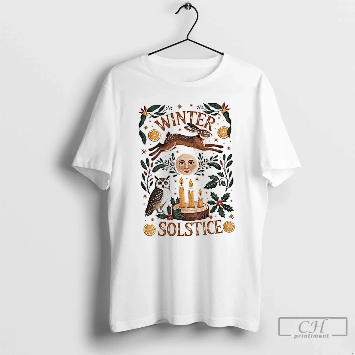 Premium Winter Solstice Mystical Moon And Rabbit Merry Christmas - T-Shirt, Sweatshirt, Hoodie