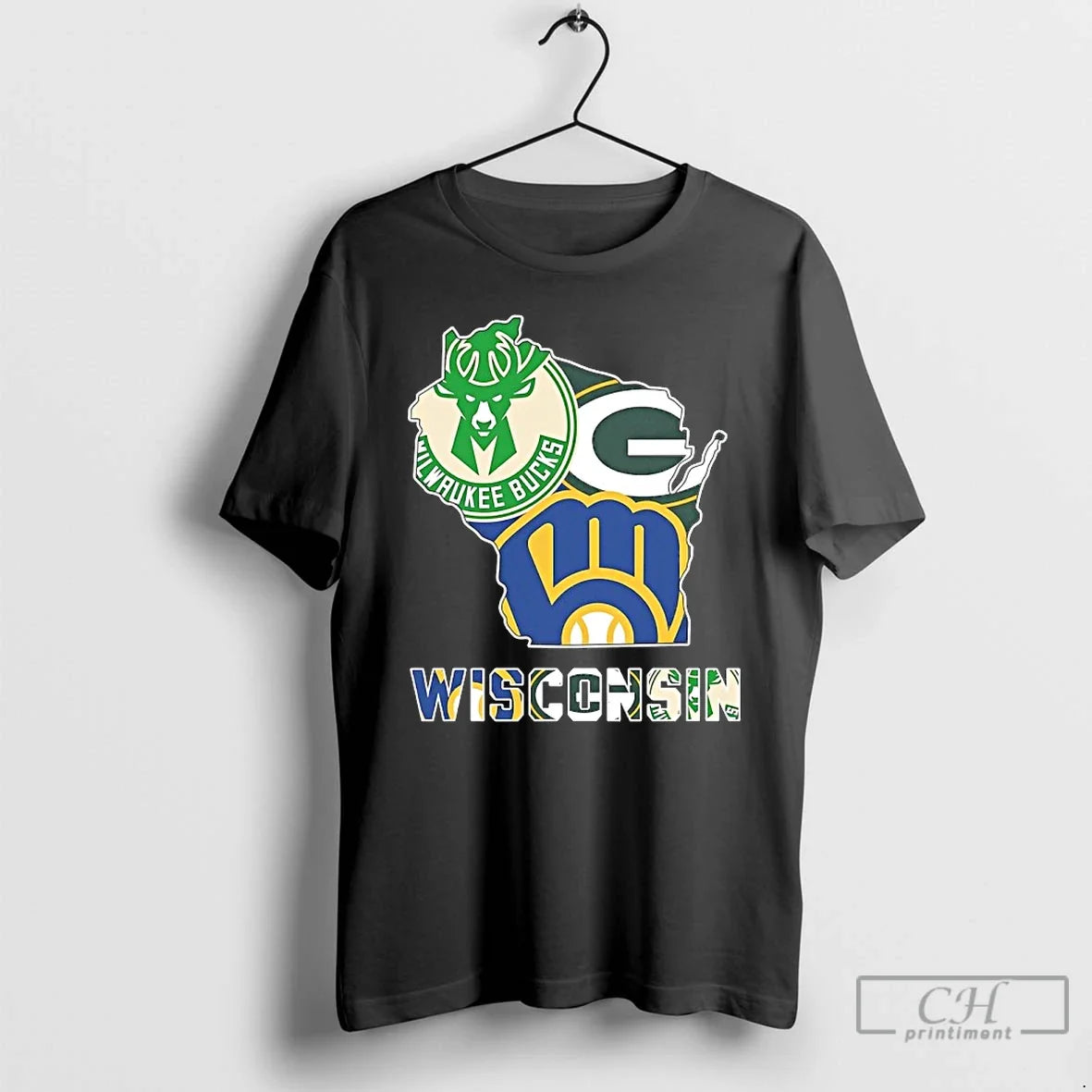 Premium Wisconsin City Sports Logos Map 2026 Unisex T-shirt, Sweatshirt, Hoodie, Long Sleeve Tee - T-Shirt, Sweatshirt, Hoodie