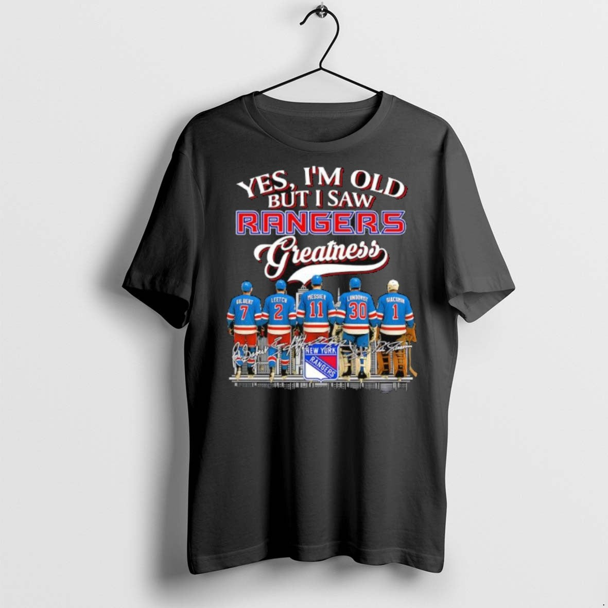 Premium Yes Im Old But I Saw New York Rangers Greatness Legends Signatures Team Logo Unisex T-shirt, Sweatshirt, Hoodie, Long Sleeve Tee - T-Shirt, Sweatshirt, Hoodie