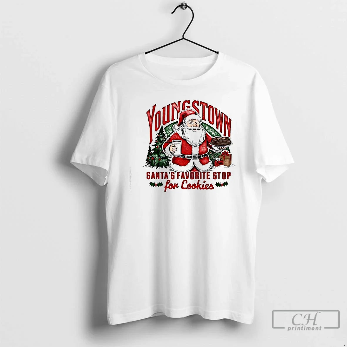 Premium Youngstown Santas Favorite Stop For Cookies Christmas - T-Shirt, Sweatshirt, Hoodie