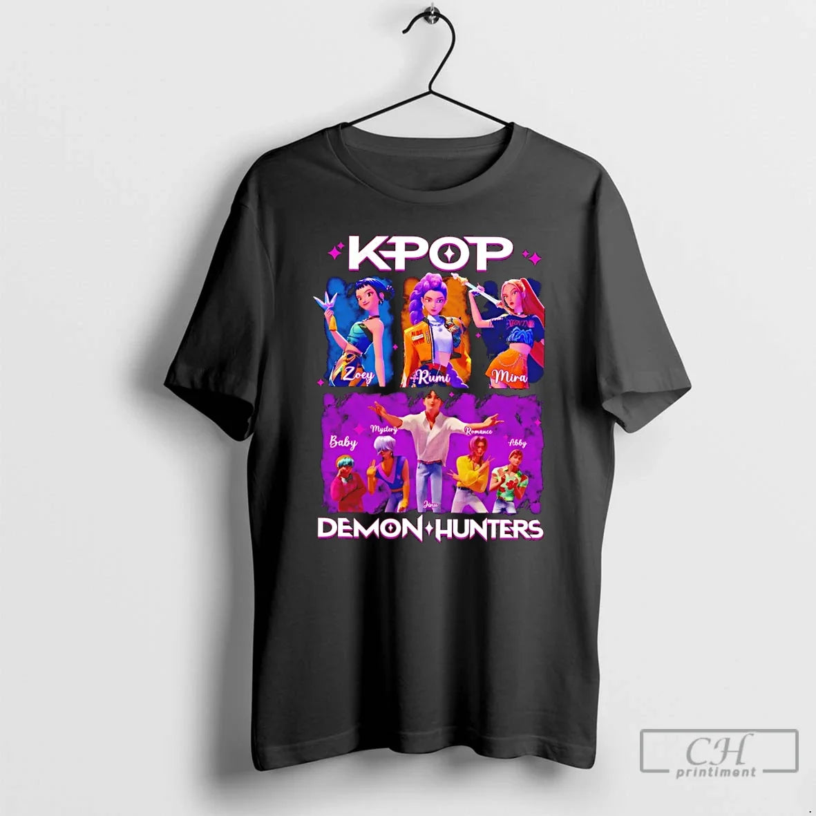 Premium Zoey Rumi Mira Kpop Demon Hunters Preppy Kpop Huntrix Unisex T-shirt, Sweatshirt, Hoodie, Long Sleeve Tee - T-Shirt, Sweatshirt, Hoodie