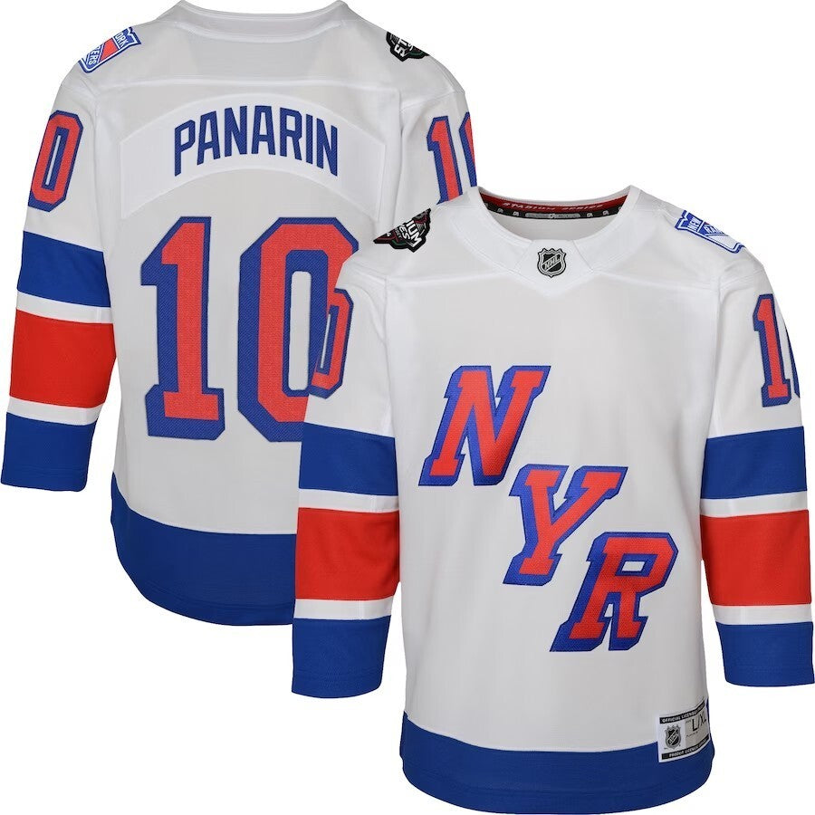 Preschool New York Rangers #10 Artemi Panarin 2024 NHL Stadium Series Premier Player Jersey – White hockey jersey product view 1