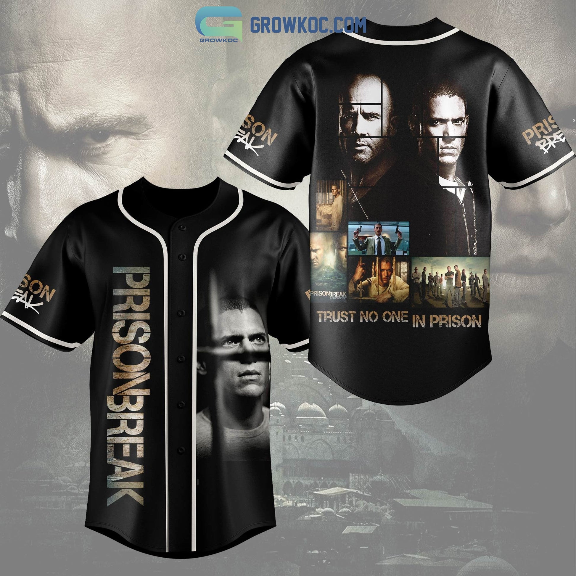 Prison Break Trust No One In Prison Baseball Jersey baseball jersey product view 1