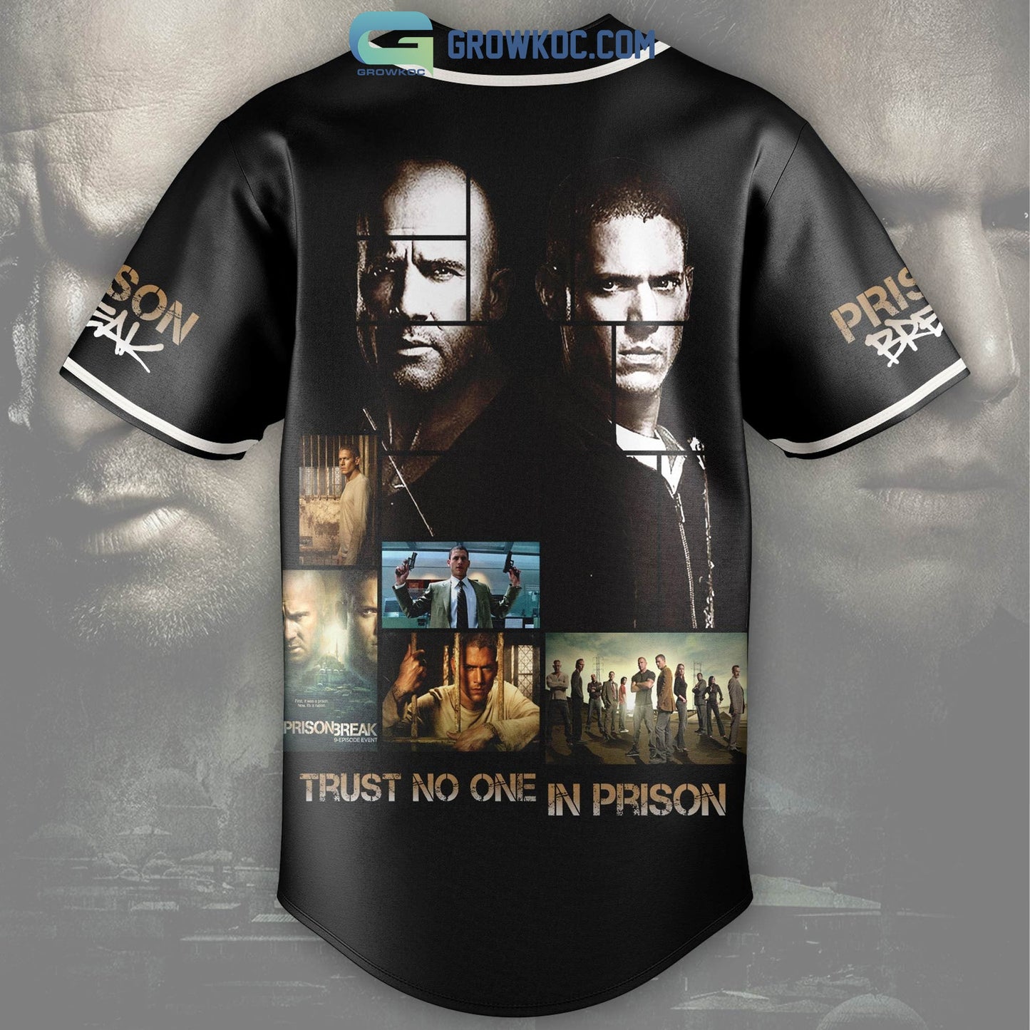 Prison Break Trust No One In Prison Baseball Jersey baseball jersey product view 3