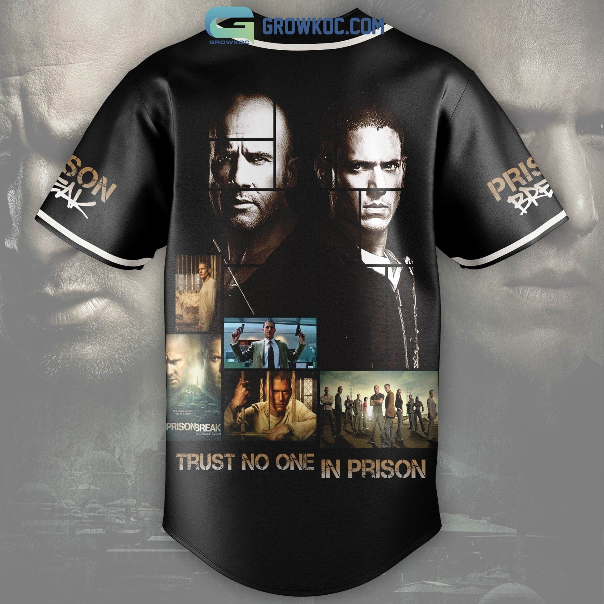 Prison Break Trust No One In Prison Baseball Jersey baseball jersey product view 3