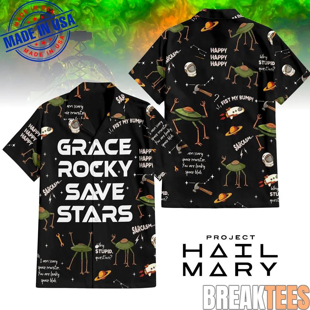 Project Hail Mary Grace Rocky Save Stars Hawaiian Shirt Unisex T-shirt, Sweatshirt, Hoodie, Long Sleeve Tee - T-Shirt, Sweatshirt, Hoodie