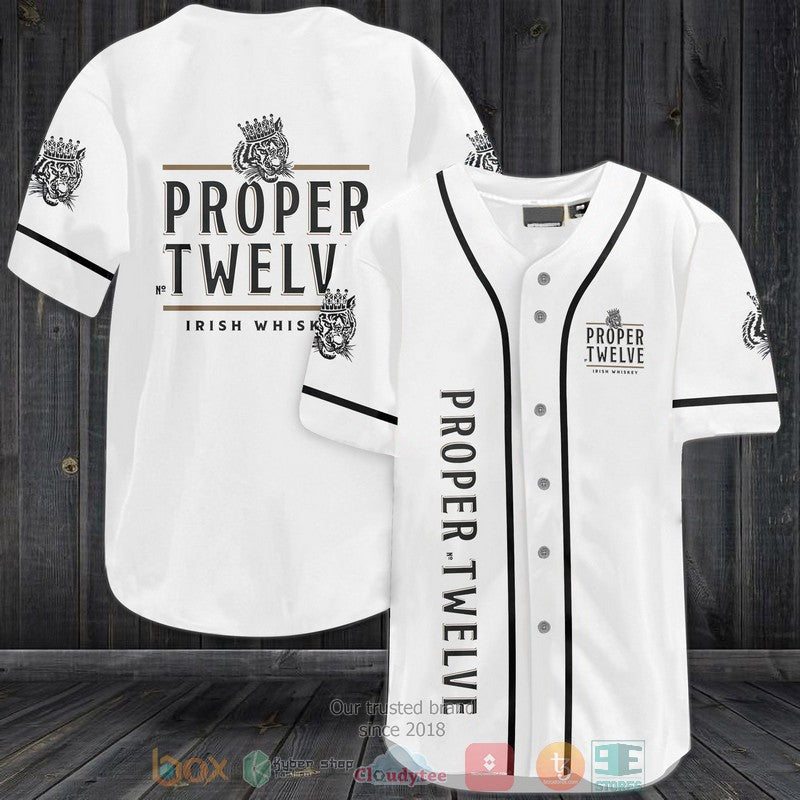 Proper Twelve Irish Whiskey white Baseball shirt baseball jersey product view 1