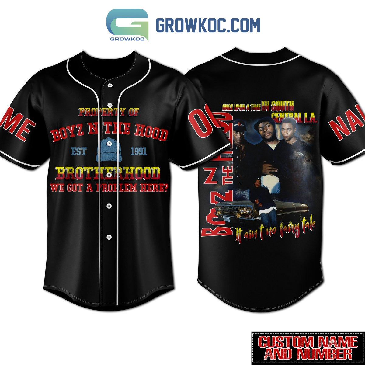 Property Of Boyz N The Hood Brotherhood We Got A Problem Here Personalized Baseball Jersey baseball jersey product view 3