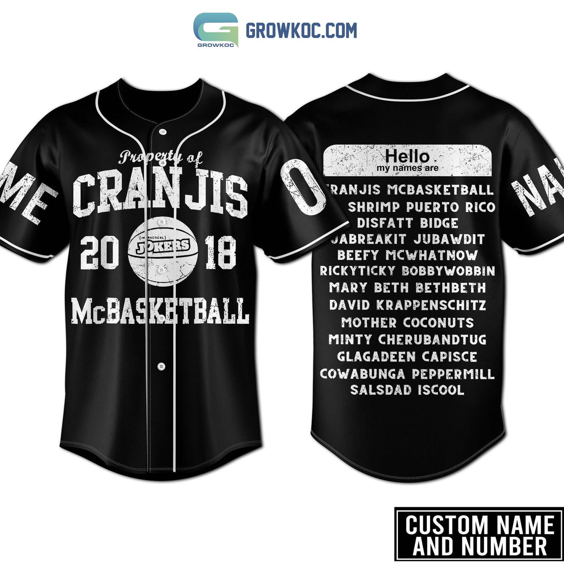 Property Of Cranjis 2023 McBasketball Black Design Personalized Baseball Jersey baseball jersey product view 1
