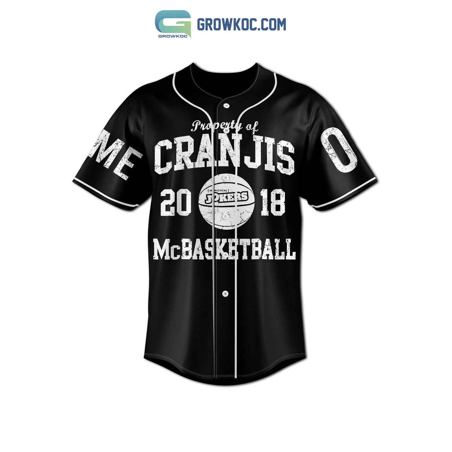 Property Of Cranjis 2023 McBasketball Black Design Personalized Baseball Jersey baseball jersey product view 2