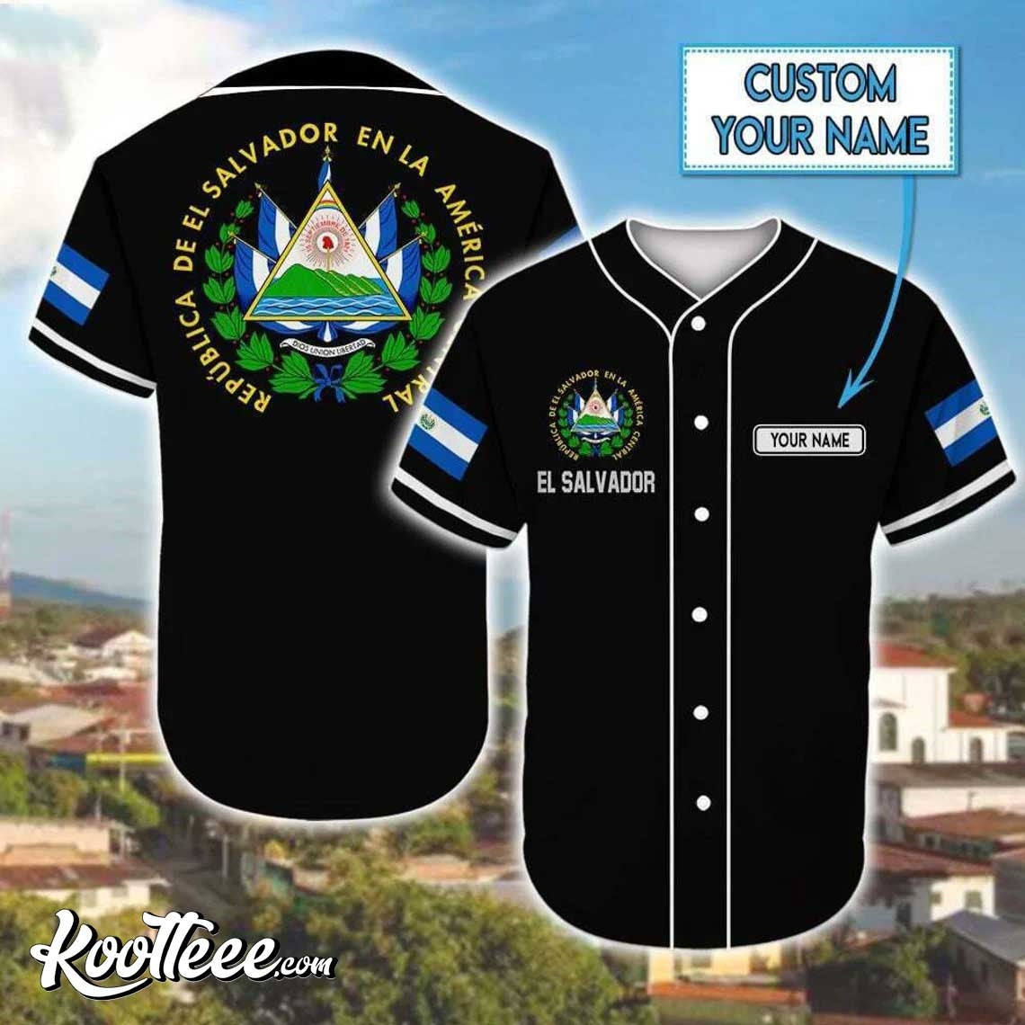 Proud Of El Savaldor Custom Name Baseball Jersey baseball jersey product view 1