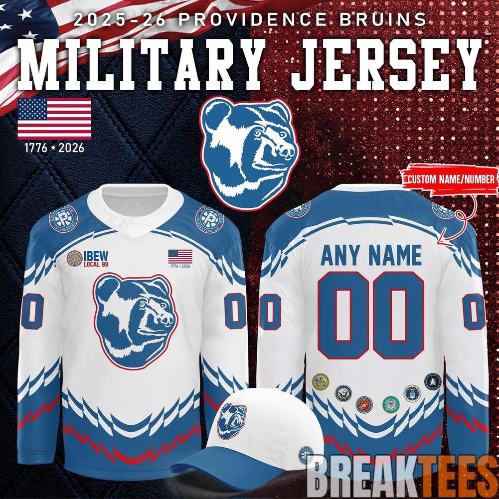 Providence Bruins 2026 Military Appreciation Custom Hockey Jersey hockey jersey product view 1