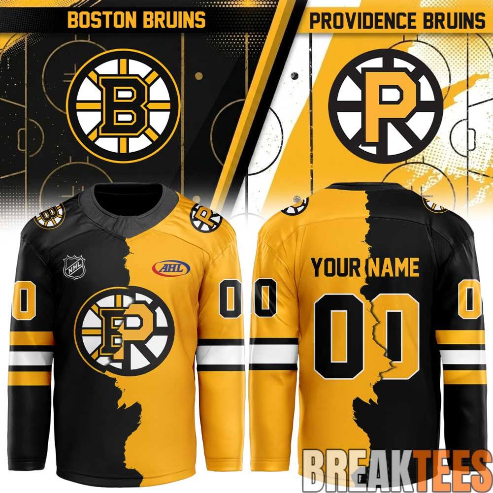 Providence Bruins x Boston Bruins Mashup Logo Custom Hockey Jersey Unisex T-shirt, Sweatshirt, Hoodie, Long Sleeve Tee - T-Shirt, Sweatshirt, Hoodie