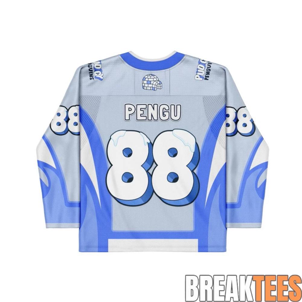 Pudgy Penguins Blue Hockey Jersey - Adult & Kids T-Shirts, Sweatshirts & Hoodies apparel design preview 2