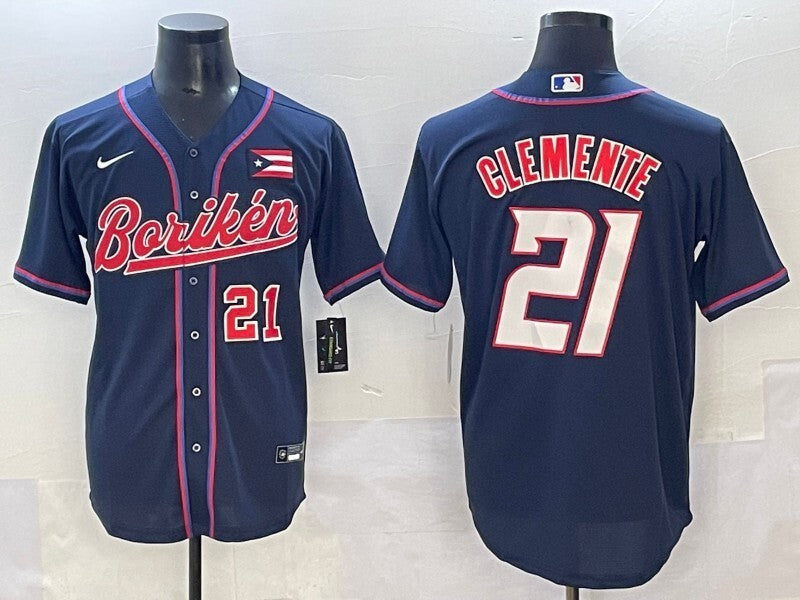 Puerto Rico #21 Roberto Clemente Puerto Rico Collaboration Style 1 Baseball Jersey baseball jersey product view 1