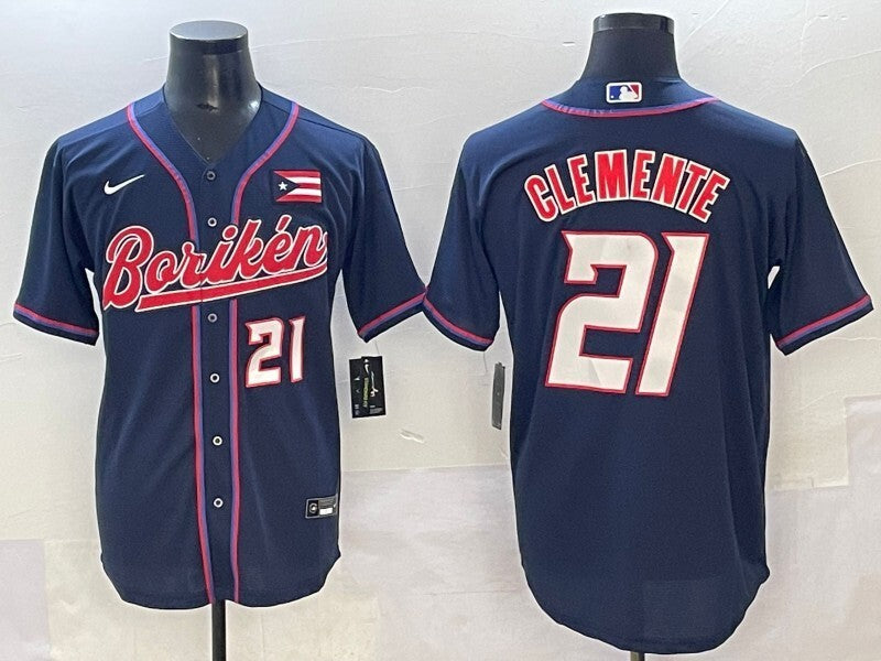 Puerto Rico #21 Roberto Clemente Puerto Rico Collaboration Style 2 Baseball Jersey baseball jersey product view 1