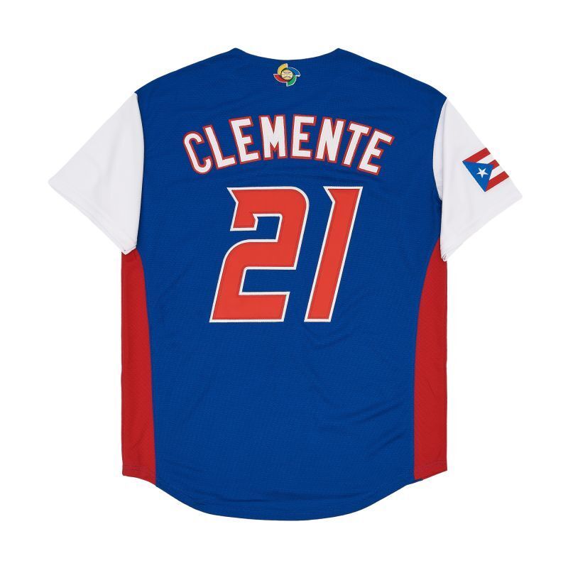 Puerto Rico #21 Roberto Clemente Style 1 College Football Jersey football jersey product view 1