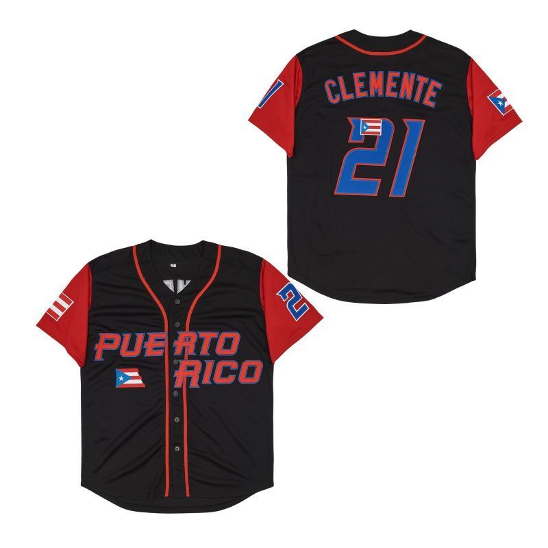 Puerto Rico #21 Roberto Clemente Style 12 College Football Jersey football jersey product view 1