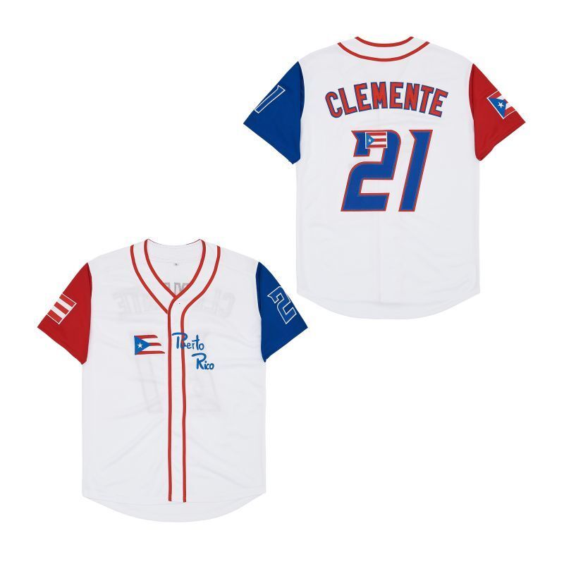 Puerto Rico #21 Roberto Clemente Style 6 College Football Jersey football jersey product view 1