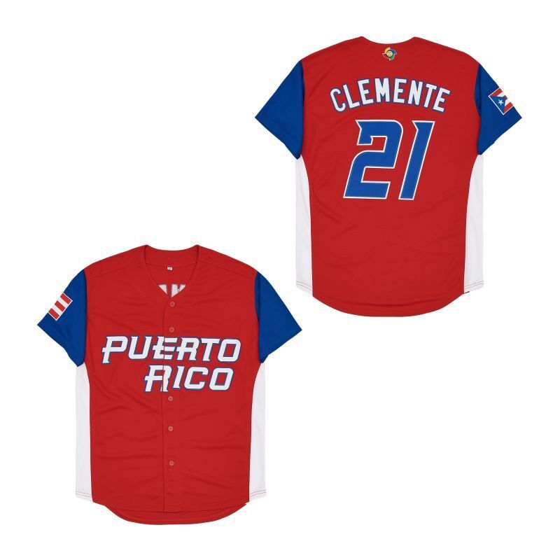 Puerto Rico #21 Roberto Clemente Style 9 College Football Jersey football jersey product view 1