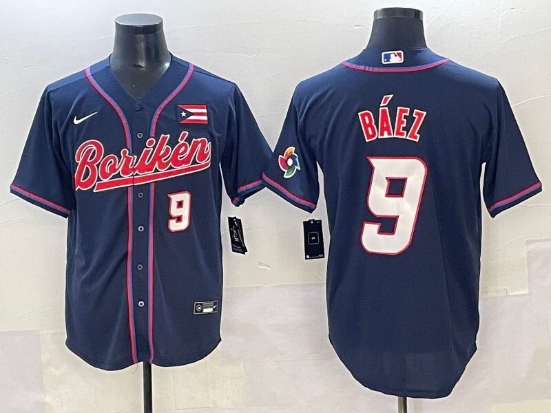 Puerto Rico #9 Javier Baez Puerto Rico Collaboration Style 2 Baseball Jersey baseball jersey product view 1