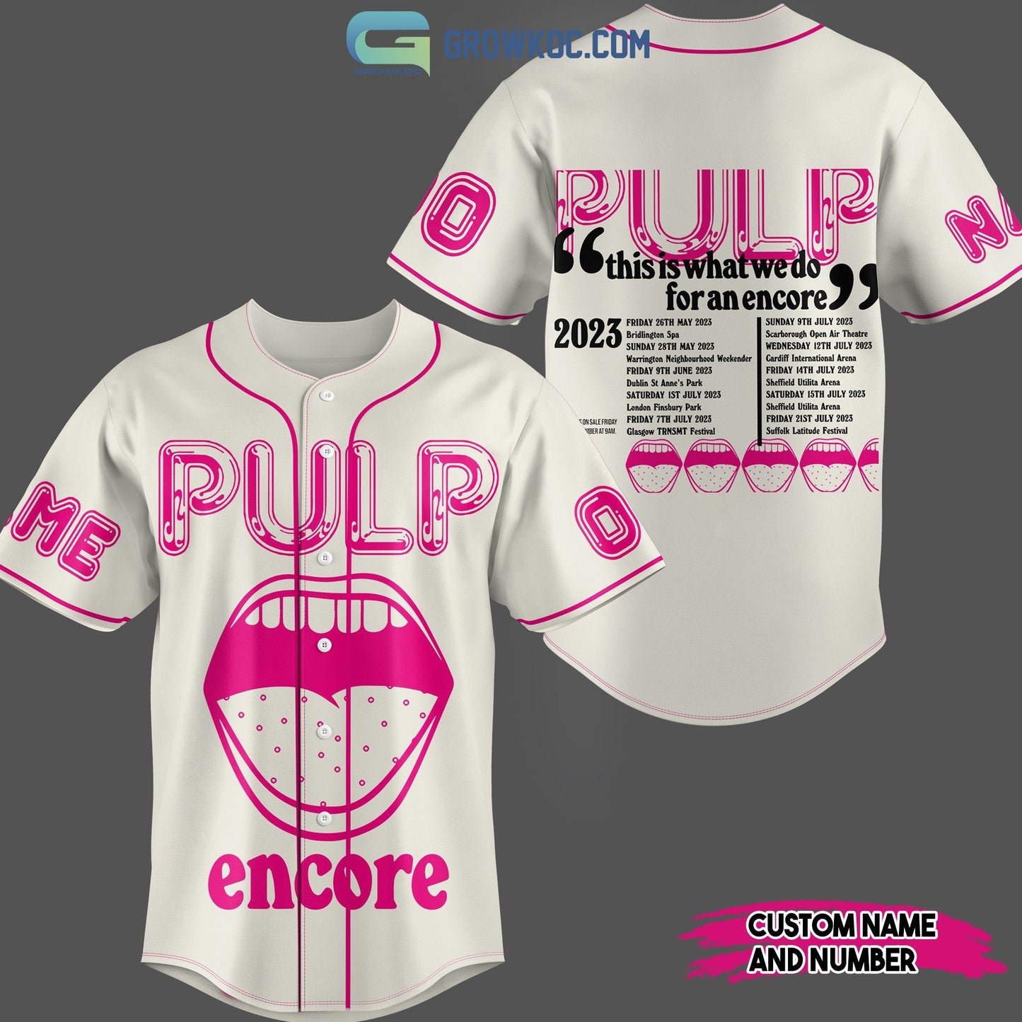 Pulp Encore This Is What We Do For An Encore Personalized White Design Baseball Jersey baseball jersey product view 1