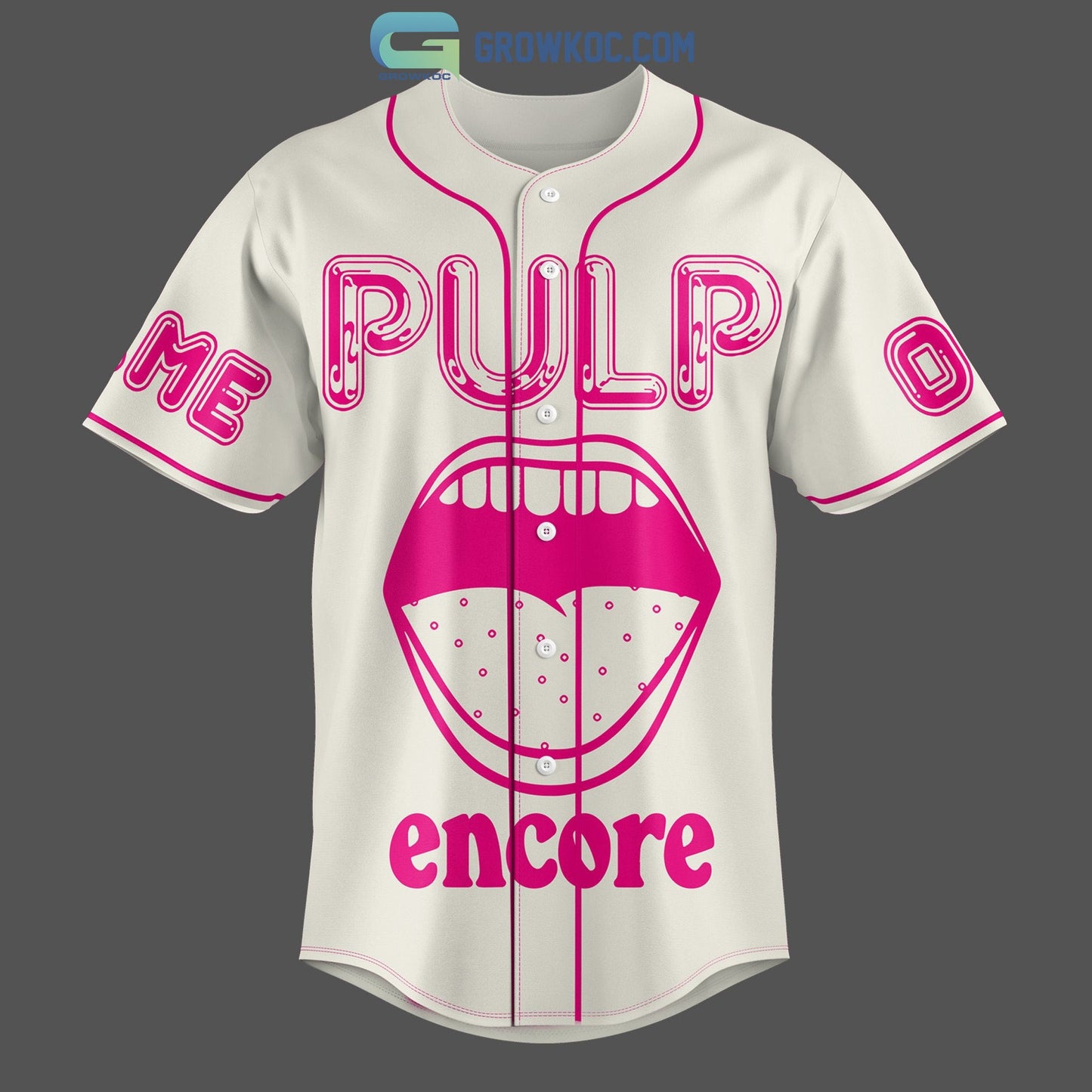 Pulp Encore This Is What We Do For An Encore Personalized White Design Baseball Jersey baseball jersey product view 3