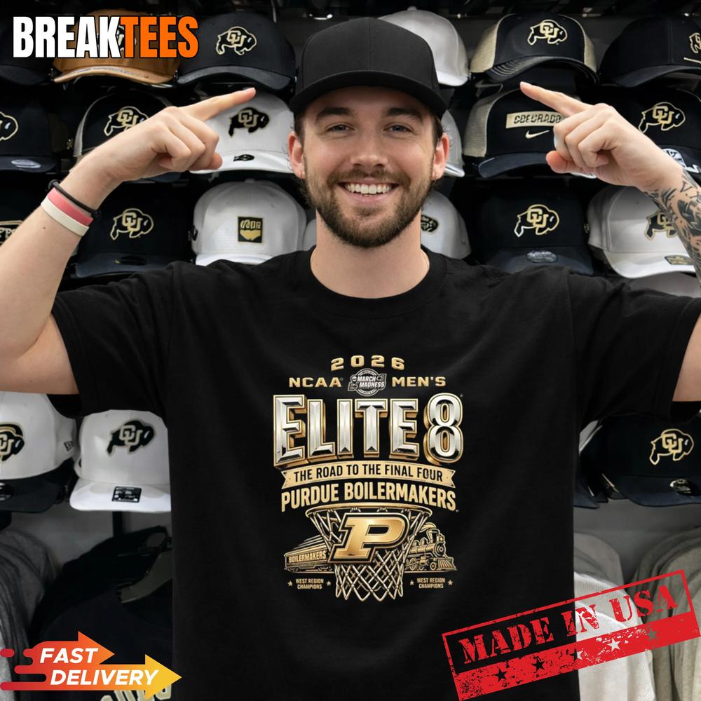 Purdue Boilermakers 2026 NCAA Mens March Madness Elite 8 Shirt Unisex T-shirt, Sweatshirt, Hoodie, Long Sleeve Tee - T-Shirt, Sweatshirt, Hoodie