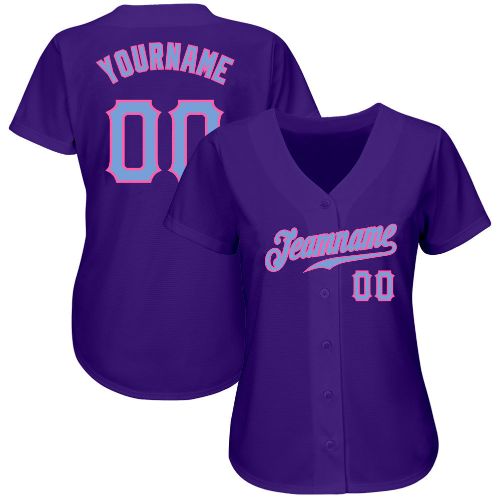 Custom Purple Light Blue-Pink Authentic Baseball Jersey baseball jersey product view 2