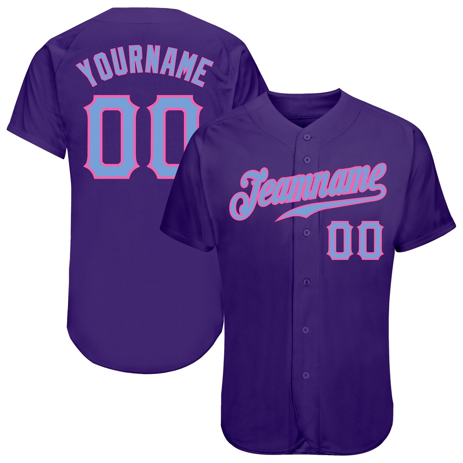 Custom Purple Light Blue-Pink Authentic Baseball Jersey baseball jersey product view 1