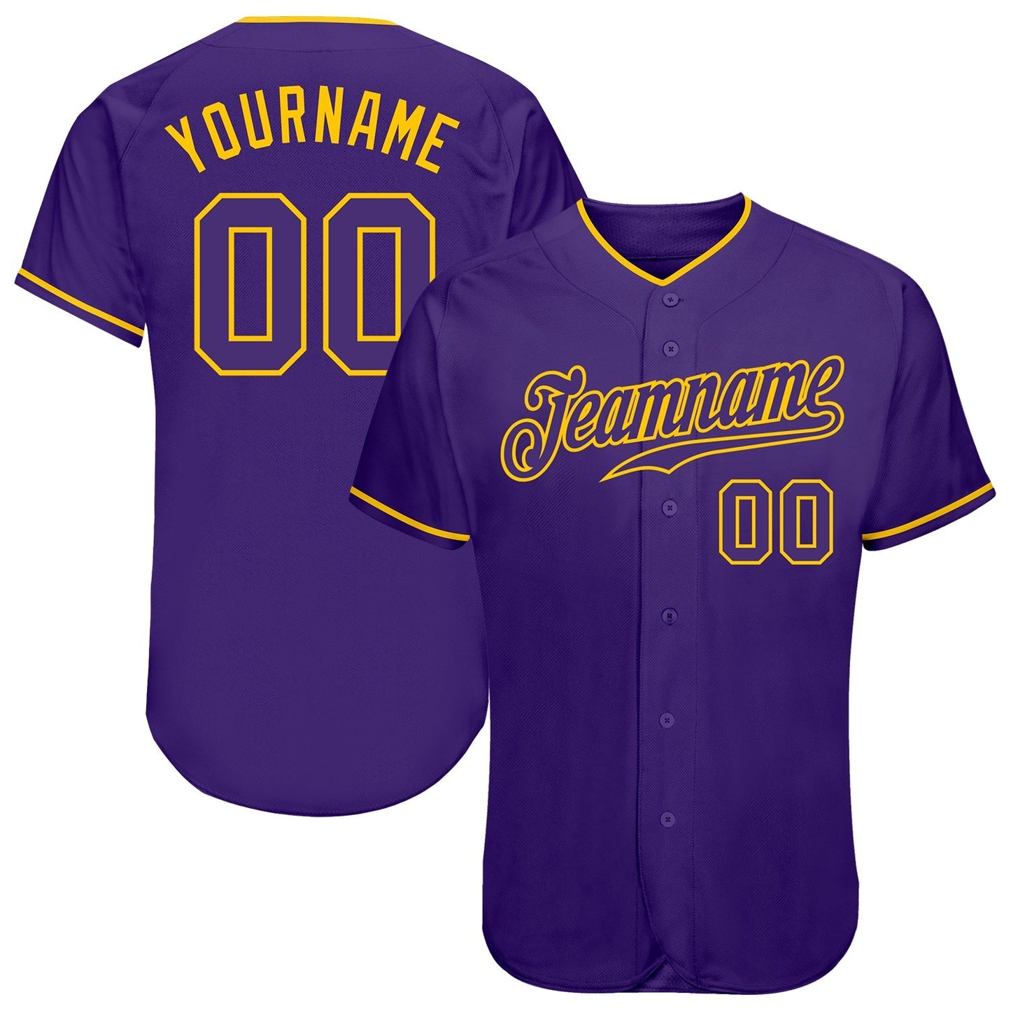 Custom Purple Purple-Gold Authentic Baseball Jersey baseball jersey product view 1