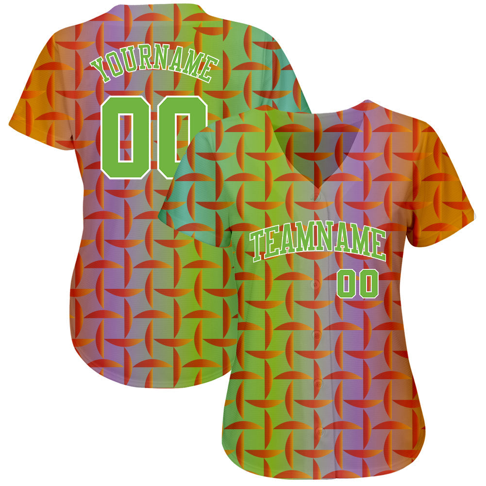 Custom Purple Neon Green-White 3D Pattern Design Authentic Baseball Jersey baseball jersey product view 2