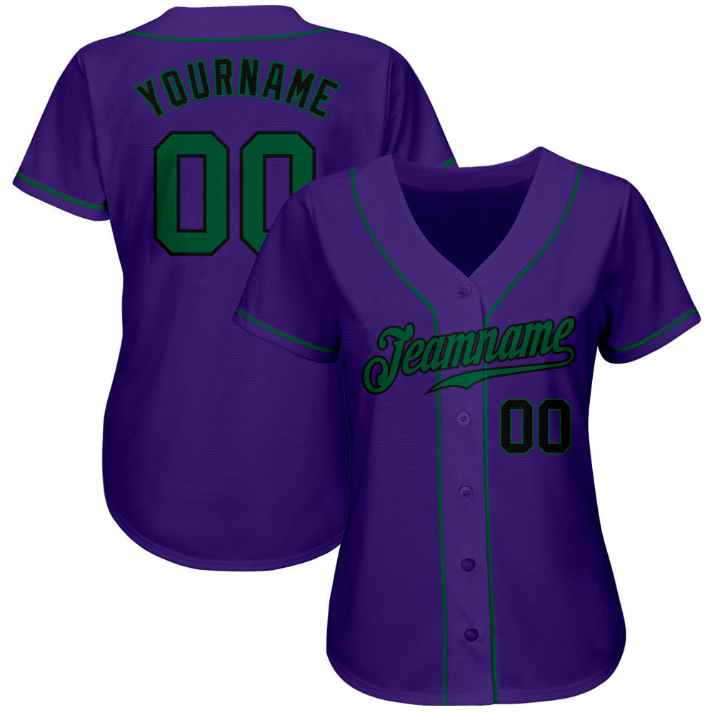 Custom Purple Kelly Green-Black Authentic Baseball Jersey baseball jersey product view 2