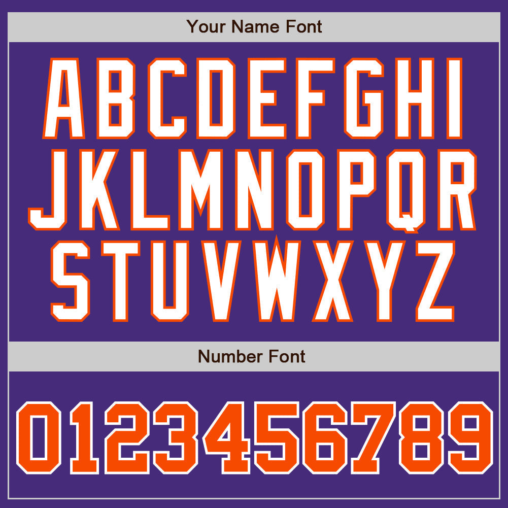 Custom Purple White Pinstripe Orange-White Authentic Baseball Jersey baseball jersey product view 4