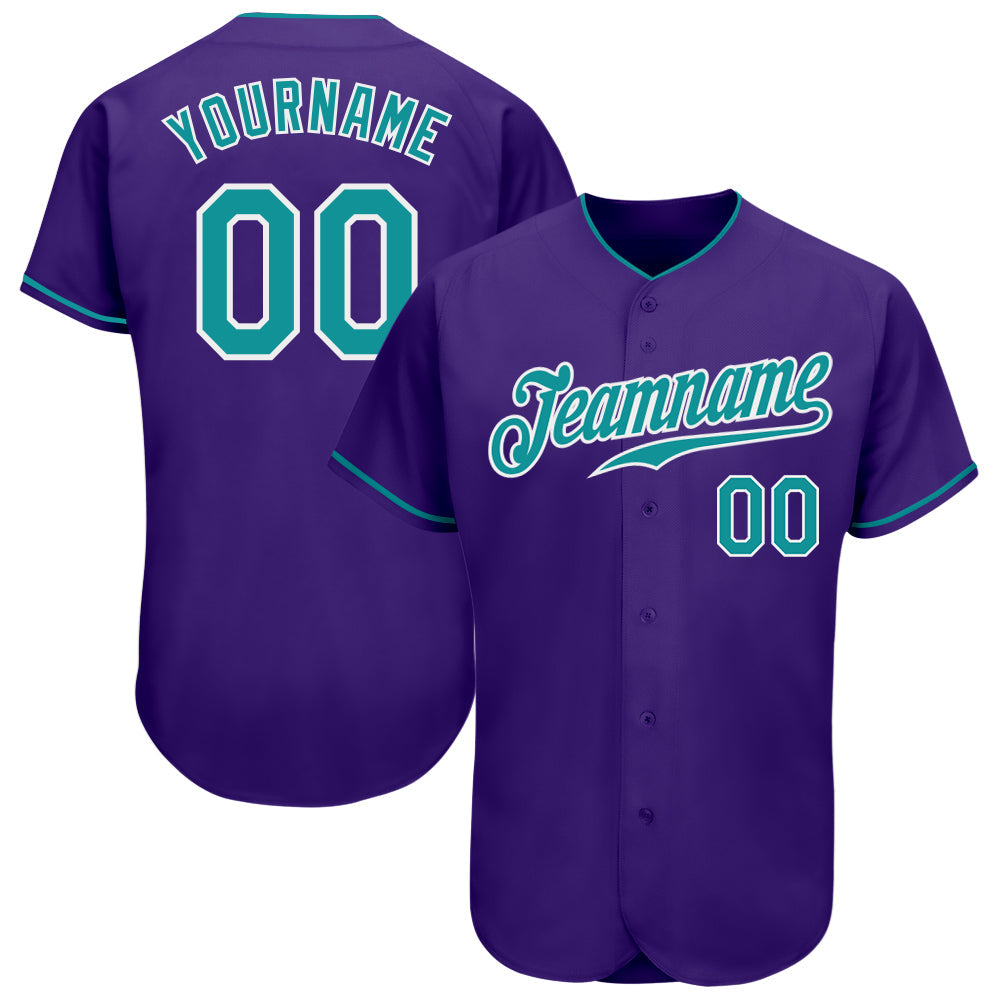 Custom Purple Teal-White Authentic Baseball Jersey baseball jersey product view 1