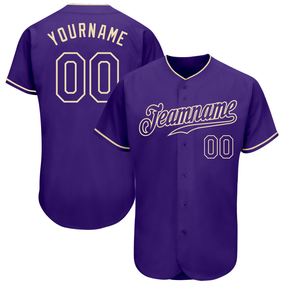Custom Purple Purple-Cream Authentic Baseball Jersey baseball jersey product view 1