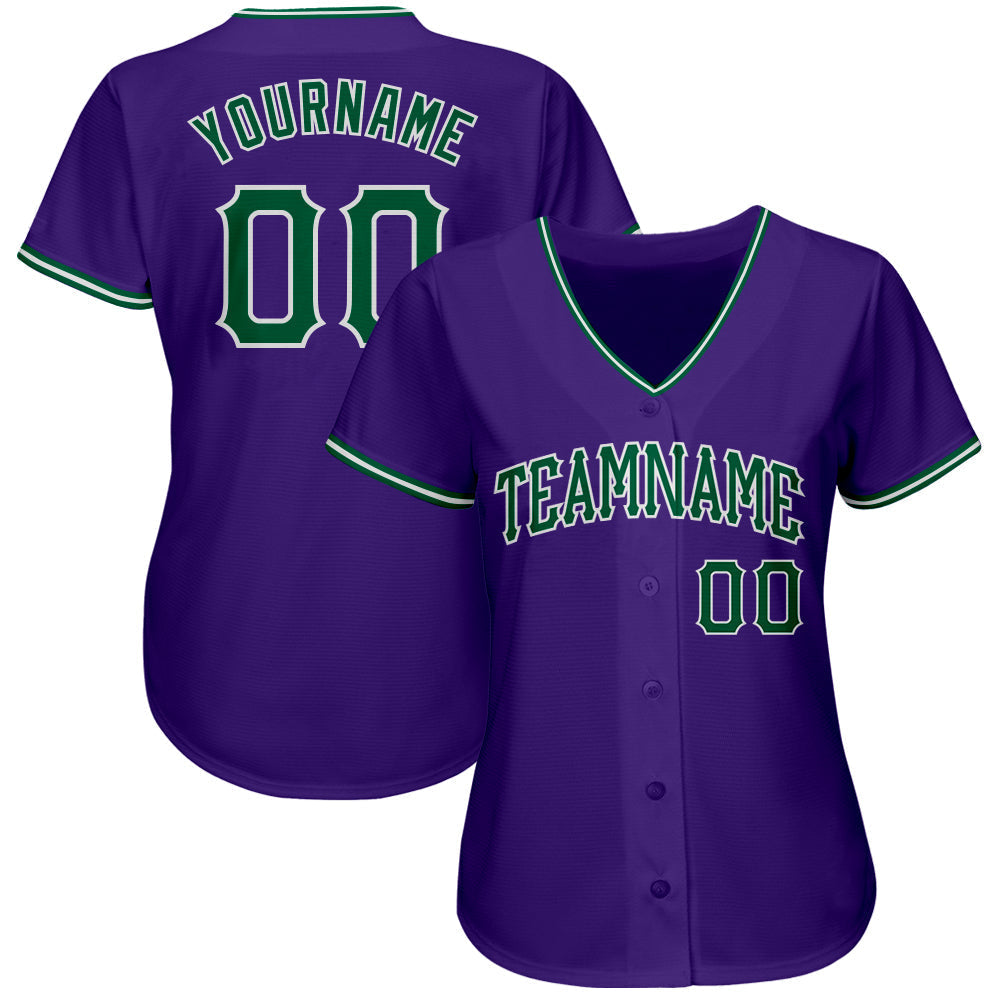 Custom Purple Kelly Green-White Authentic Baseball Jersey baseball jersey product view 2