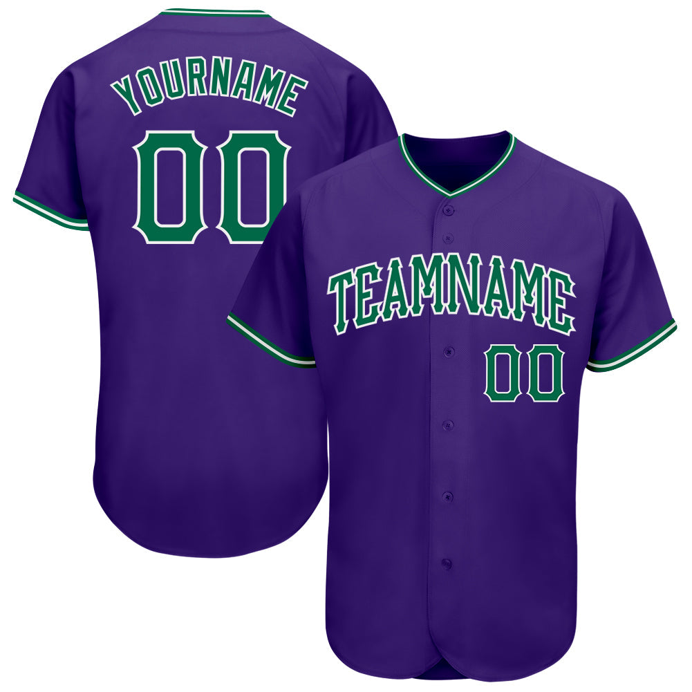 Custom Purple Kelly Green-White Authentic Baseball Jersey baseball jersey product view 1