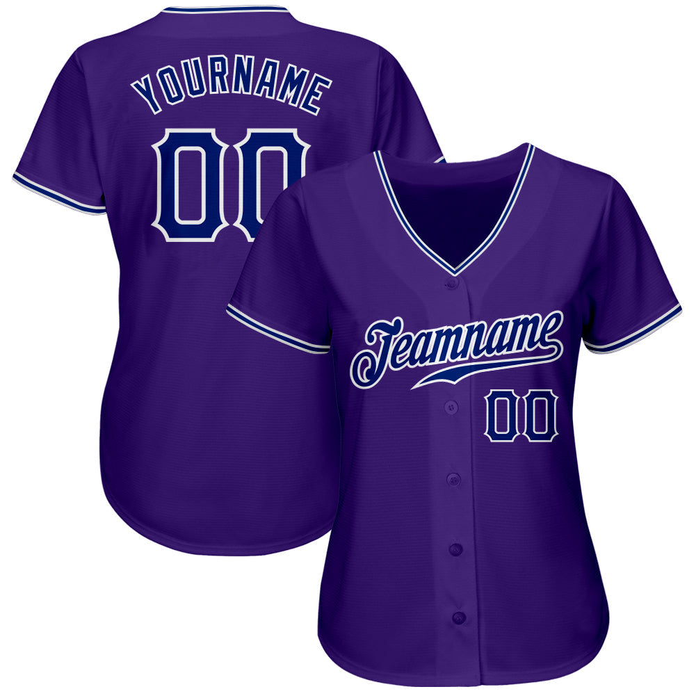 Custom Purple Royal-White Authentic Baseball Jersey baseball jersey product view 2