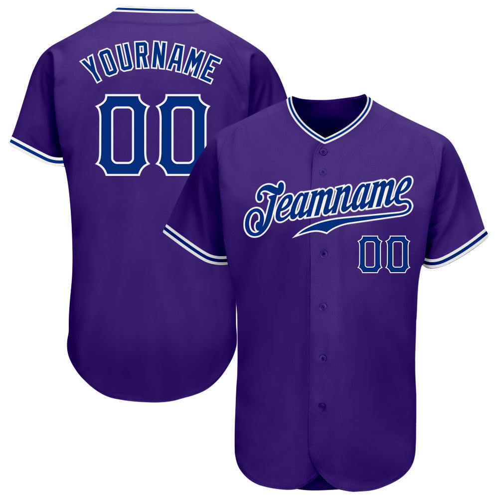 Custom Purple Royal-White Authentic Baseball Jersey baseball jersey product view 1